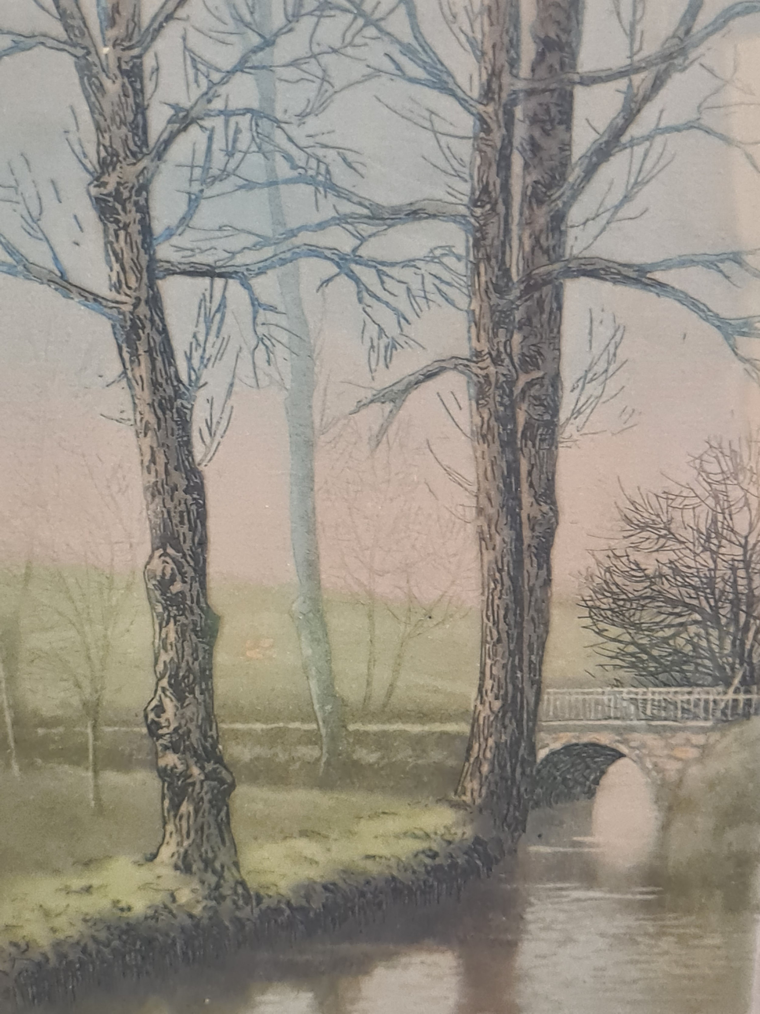 Artwork by Marcel Augis, Lyons la forêtl e pont de la rigolee (The bridge of the Rigole, Made of etching with aquatint