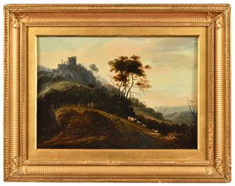 Landscape with shepherds in front of a fortified town - Abraham Blommaert