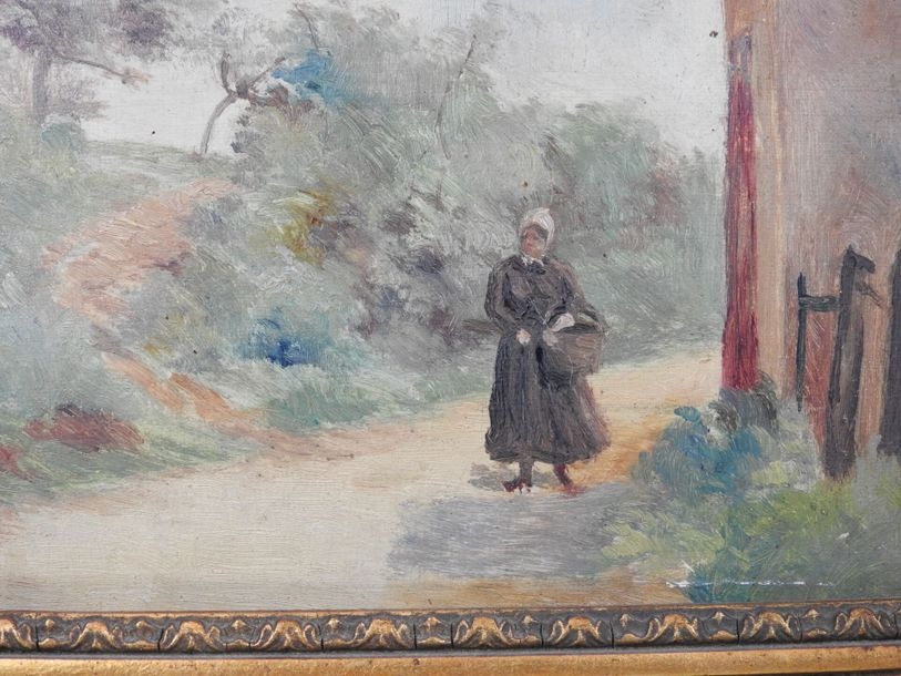 Artwork by J. Schneider, Views of Champrond, Made of oils on cardboard