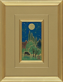 Artwork by Kazuhiko Fukuoji, Moonlight, Made of ink and color on paper