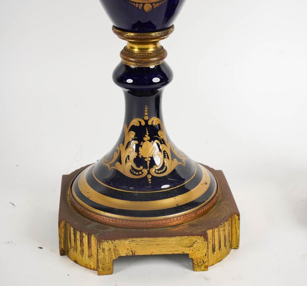 Artwork by F. Roger, A Pair of Sevres-Style Gilt Metal-Mounted Urns, Made of Gilt Metal