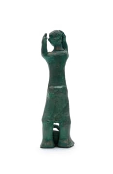 Artwork by Martin Qgibinsizi Tose, Anguished Figure With Basket, Made of painted ceramic