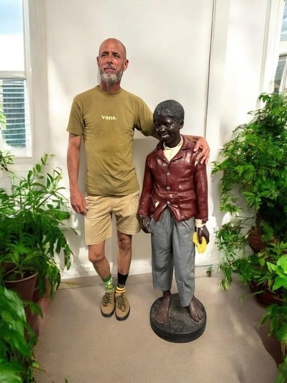 Artwork by Delarue Picard, FRENCH DELARUE PICARD STATUE OF A YOUNG MAN, Made of polychrome plaster