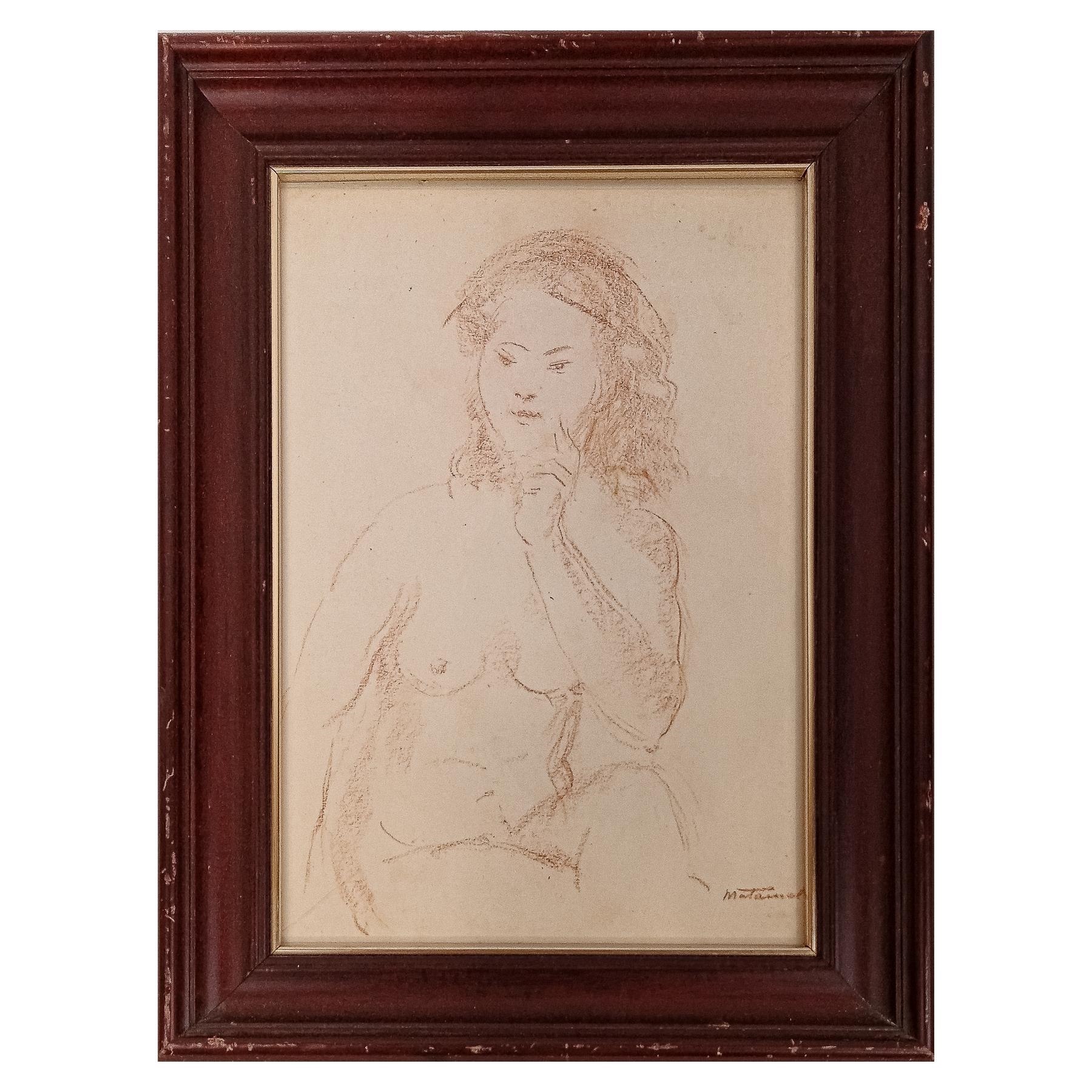 Artwork by Joan Matamala, Desnudo femenino, Made of sanguine on paper