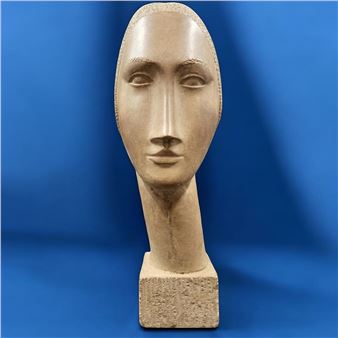 Chuck Dodson Signed Midcentury HEAVY Stone Sculpture Bust - Chuck Dodson