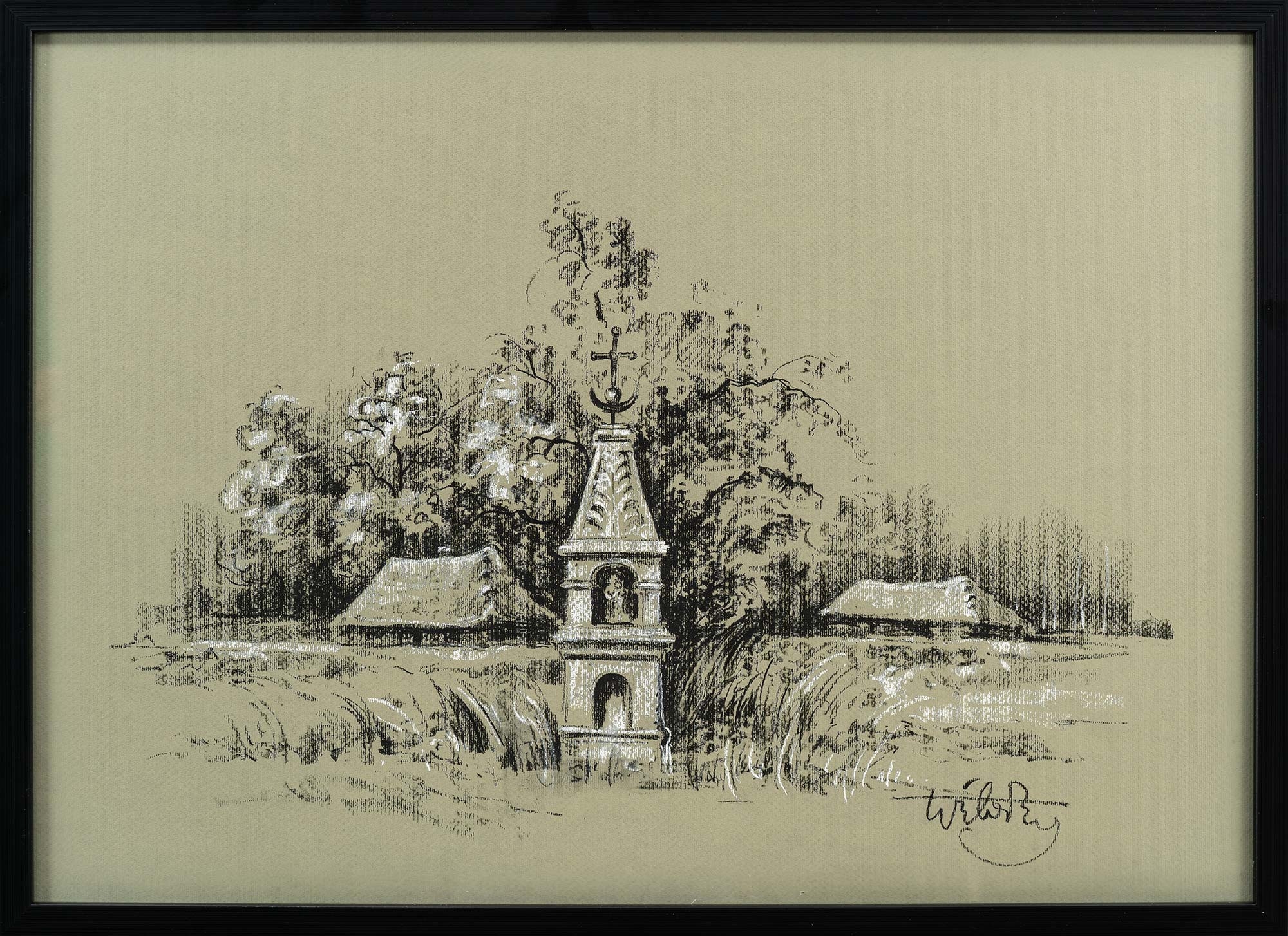 Wiktor Zin | Pejzaż z kapliczką | MutualArt