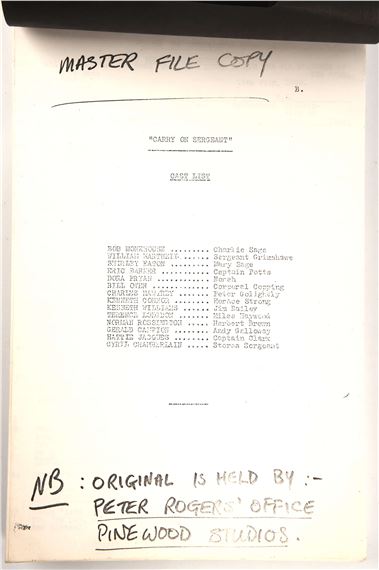 Sergeant | Carry On Sergeant (1958). Script for the 1950s Carry On film ...