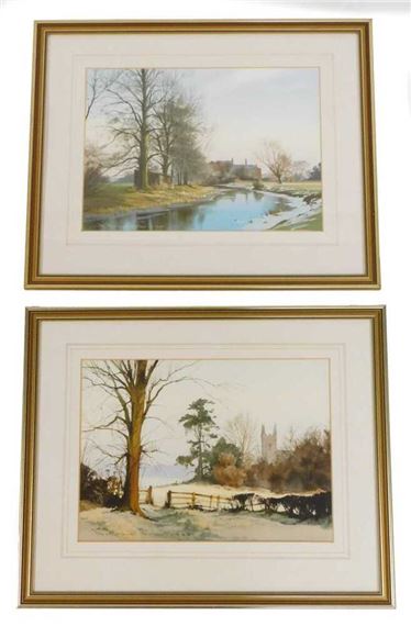 D Rothwell Bailey. The Little Church Across the Meadow by Dennis Rothwell Bailey, dated 1988