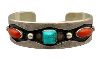 Vintage Tommy Singer Turquoise And Coral Bracelet - Tommy Singer