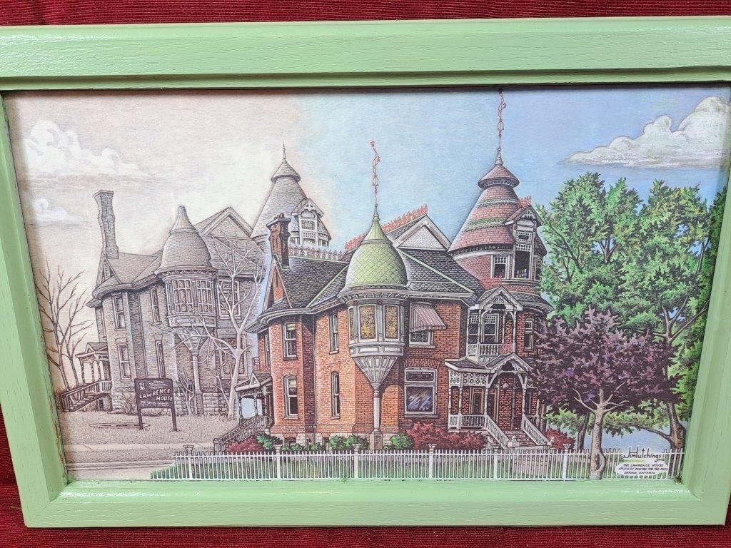 Artwork by Jim Hutchings, Jim Hutchings The Lawrence House Print. 18 1/2" l, Made of Print