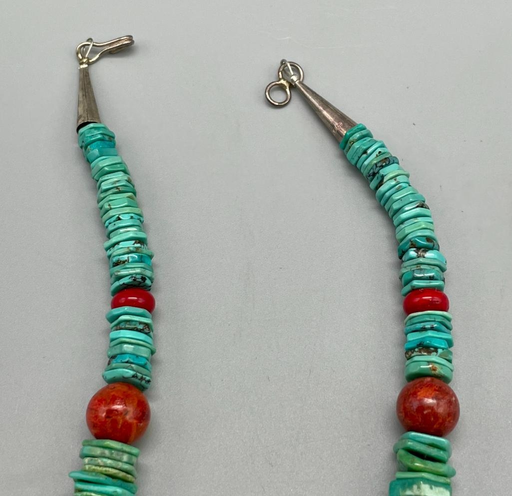 Artwork by Tommy Singer, Multi Stone And Multi Strand Tommy Singer Necklace, Made of turquoise, onyx
