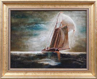 Seascape with Sail Boat - Tonalist School, 20th Century