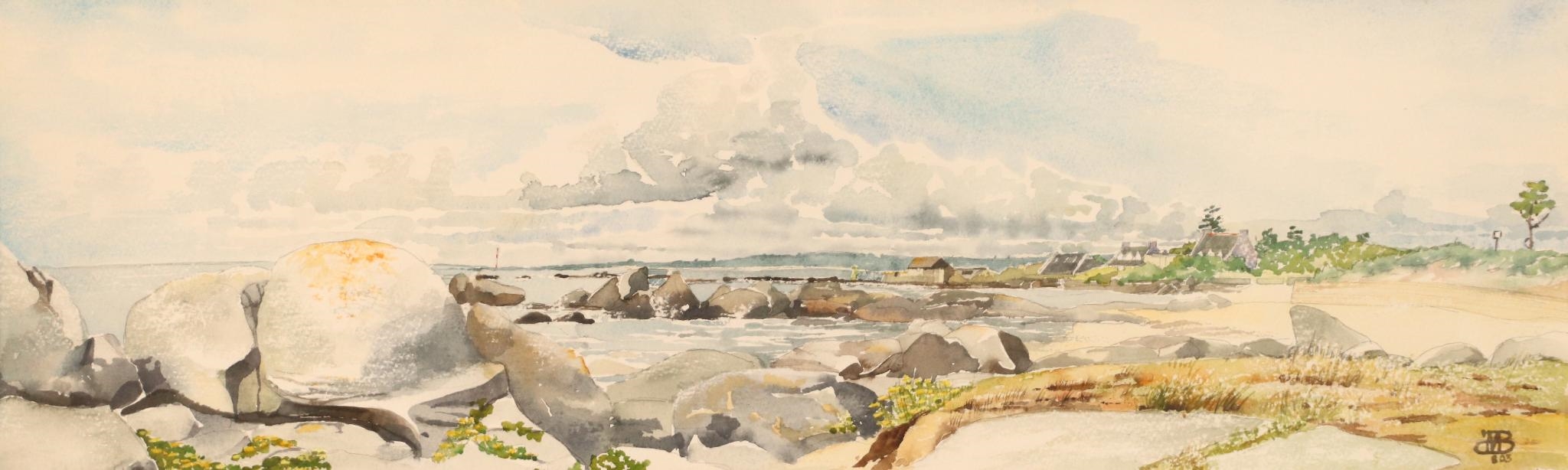 Artwork by Michael Burnett, Plage du Cabellou, Made of watercolor