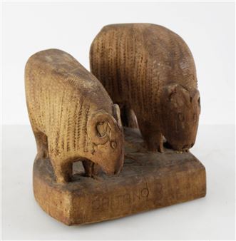 Caetano Dias, Rams, Wood Sculpture - Caetano Dias