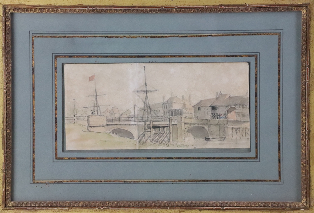 Artwork by John Constable, John Constable, The Bridge at Sandwich, Made of watercolor