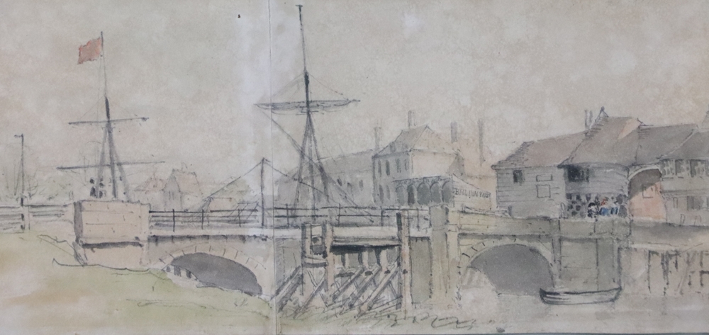 Artwork by John Constable, John Constable, The Bridge at Sandwich, Made of watercolor