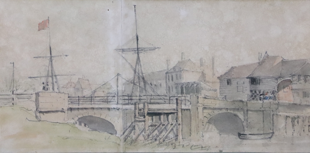 Artwork by John Constable, John Constable, The Bridge at Sandwich, Made of watercolor