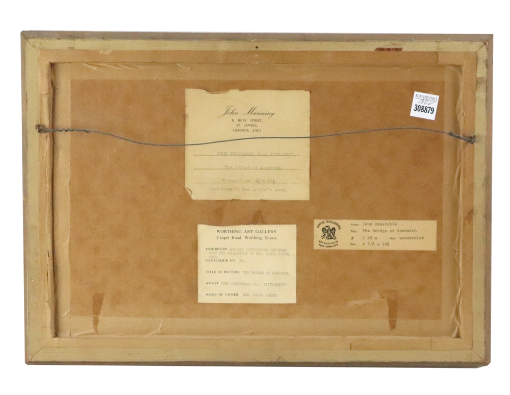 Artwork by John Constable, John Constable, The Bridge at Sandwich, Made of watercolor