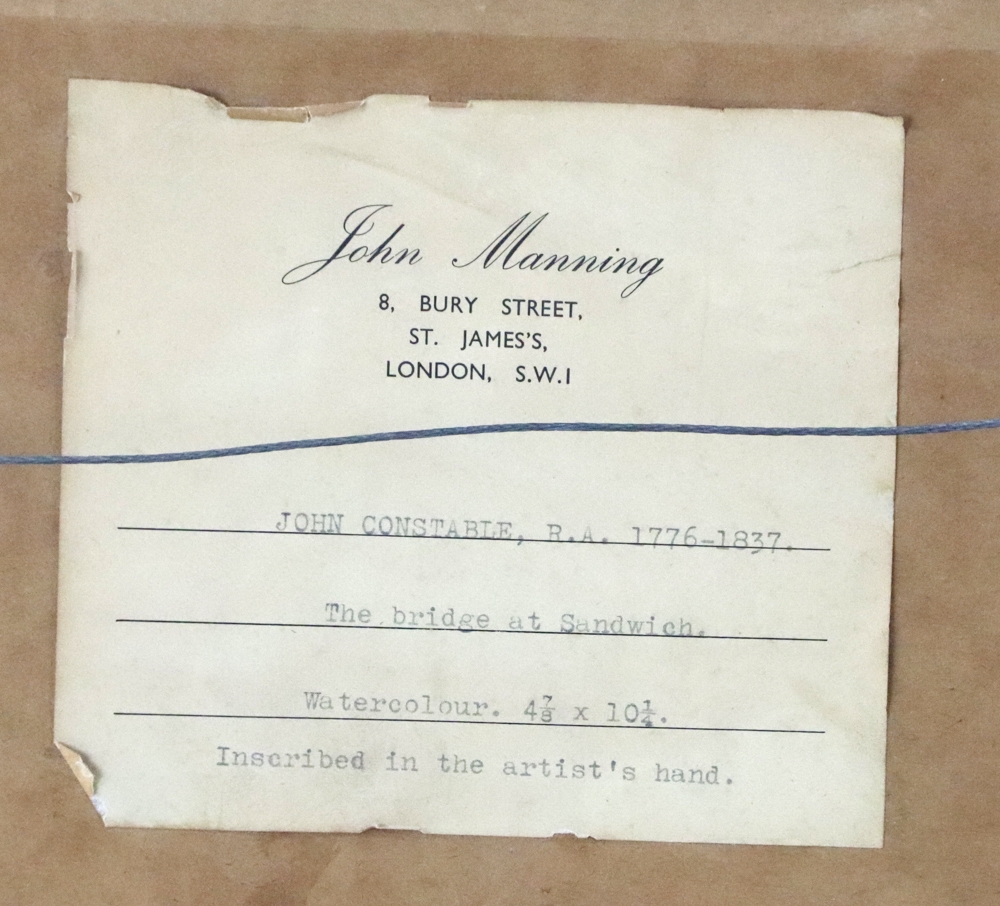 Artwork by John Constable, John Constable, The Bridge at Sandwich, Made of watercolor