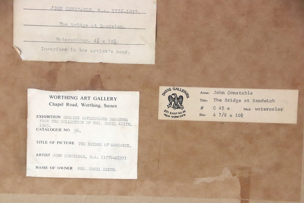 Artwork by John Constable, John Constable, The Bridge at Sandwich, Made of watercolor