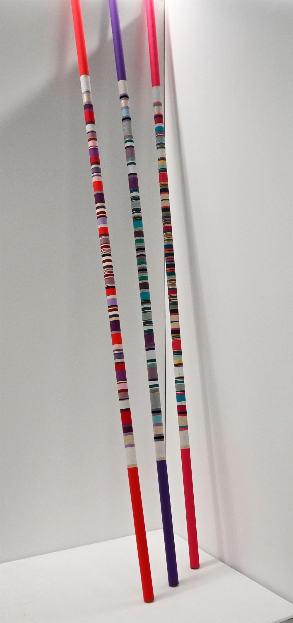 Artwork by Nicole Ellis, POLES 2013, Made of COTTON LINEN, METALLIC FABRIC AND ACRYLIC PAINT ON WOOD