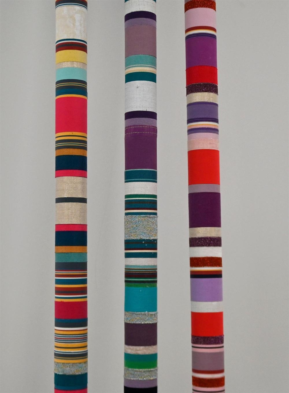 Artwork by Nicole Ellis, POLES 2013, Made of COTTON LINEN, METALLIC FABRIC AND ACRYLIC PAINT ON WOOD