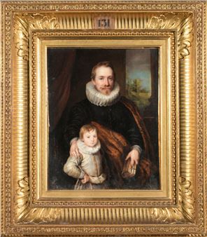 Marie-Joséphine BARET DU COUDERT (1832-?) Portrait d'un père et son fils dit aussi Portrait du président Jean Richardot (1540-1609) et de son fils Claude - Anthony van Dyck