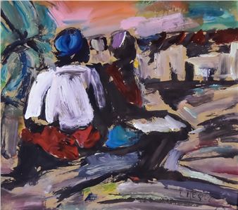 Luis Jose Meque Gugumise (1966-1998) - Two oil paintings - Abstract scene - Luis Jose Meque Gugumise