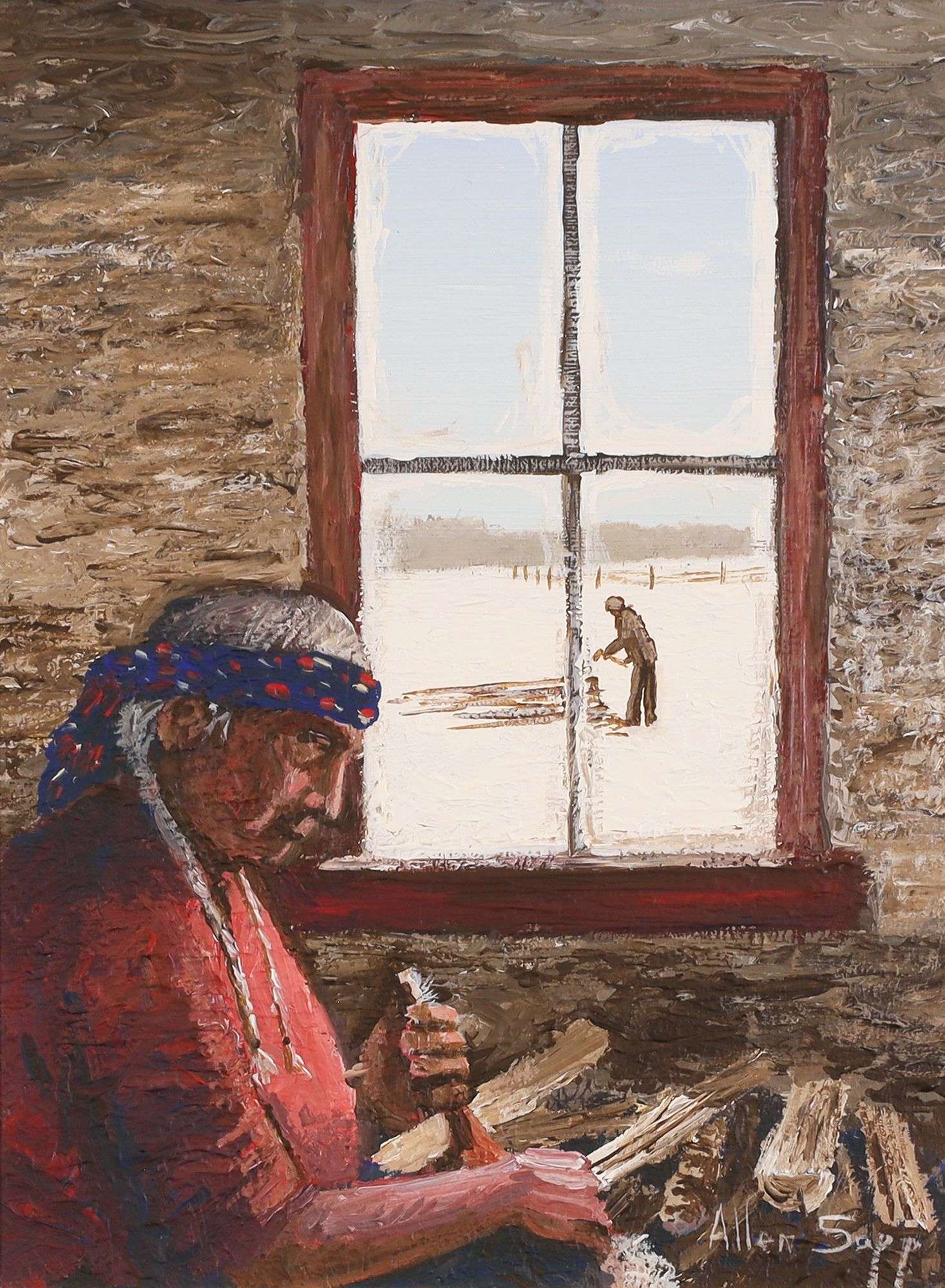 Allen Sapp | SKINNING A RABBIT; 1983 (1983) | MutualArt