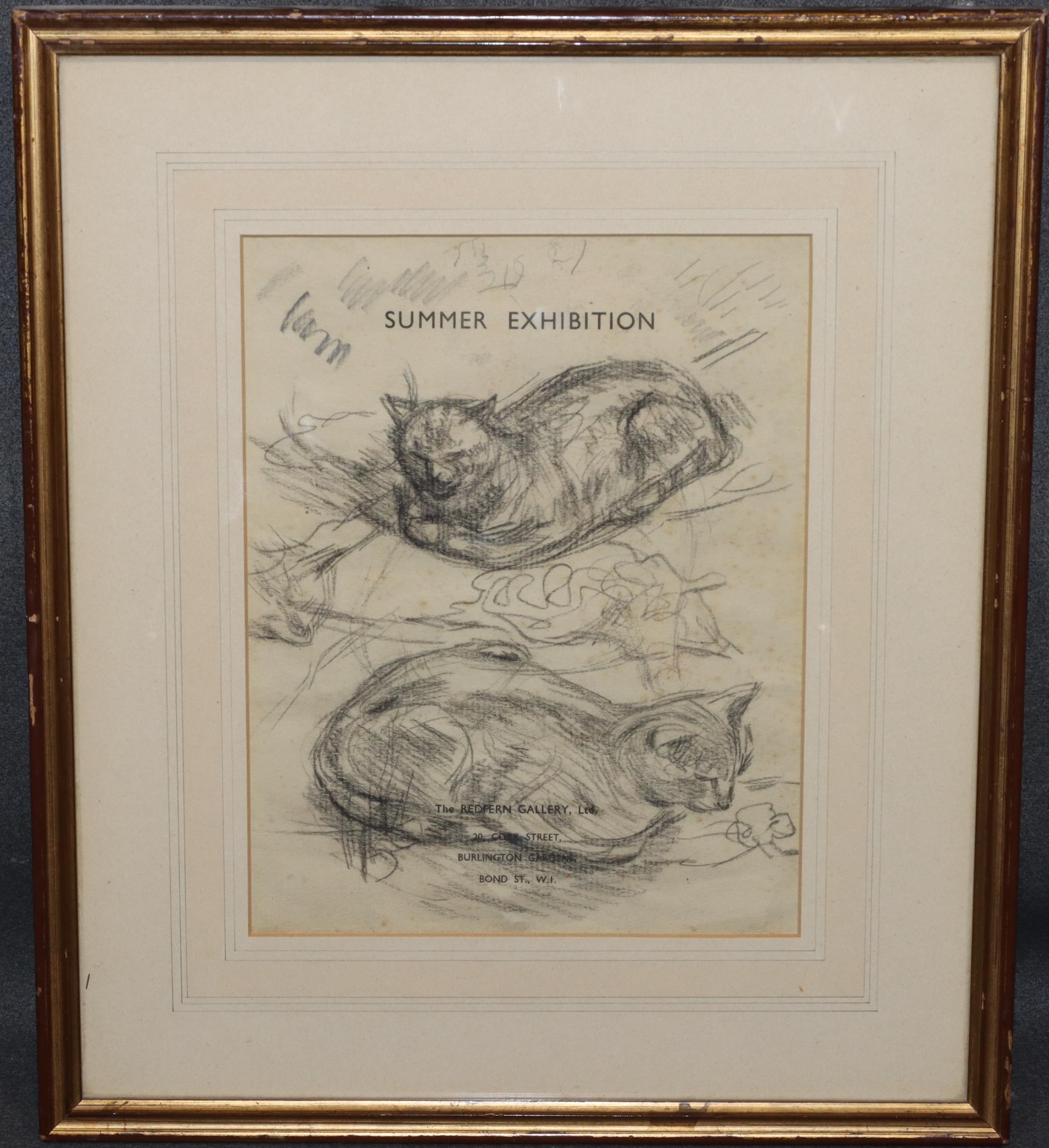 Augustus John | pencil sketch of 2 cats | MutualArt