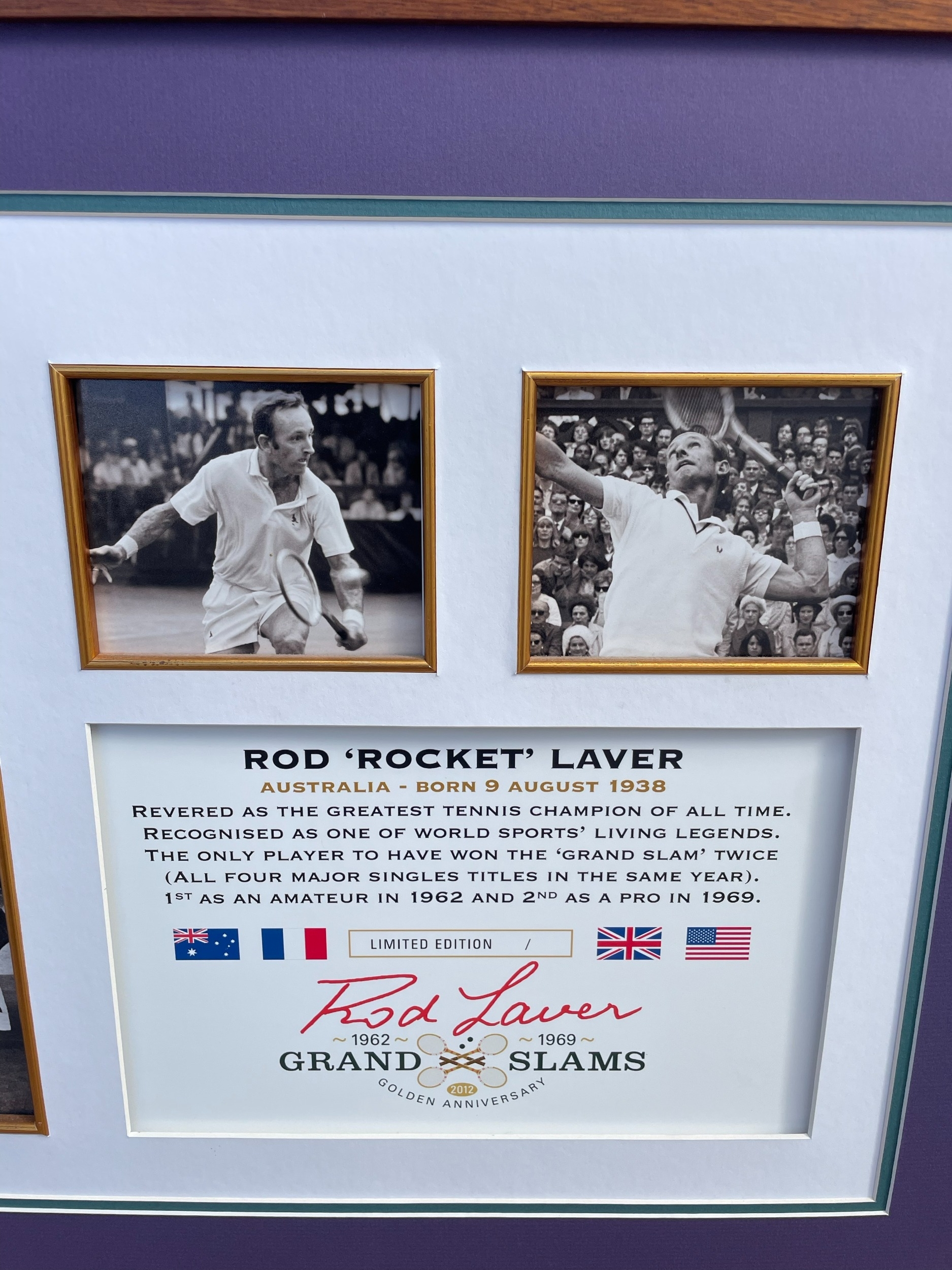 Champion | Rod Laver Grand Slam Champion Signed Framed Ltd Edition Memo ...