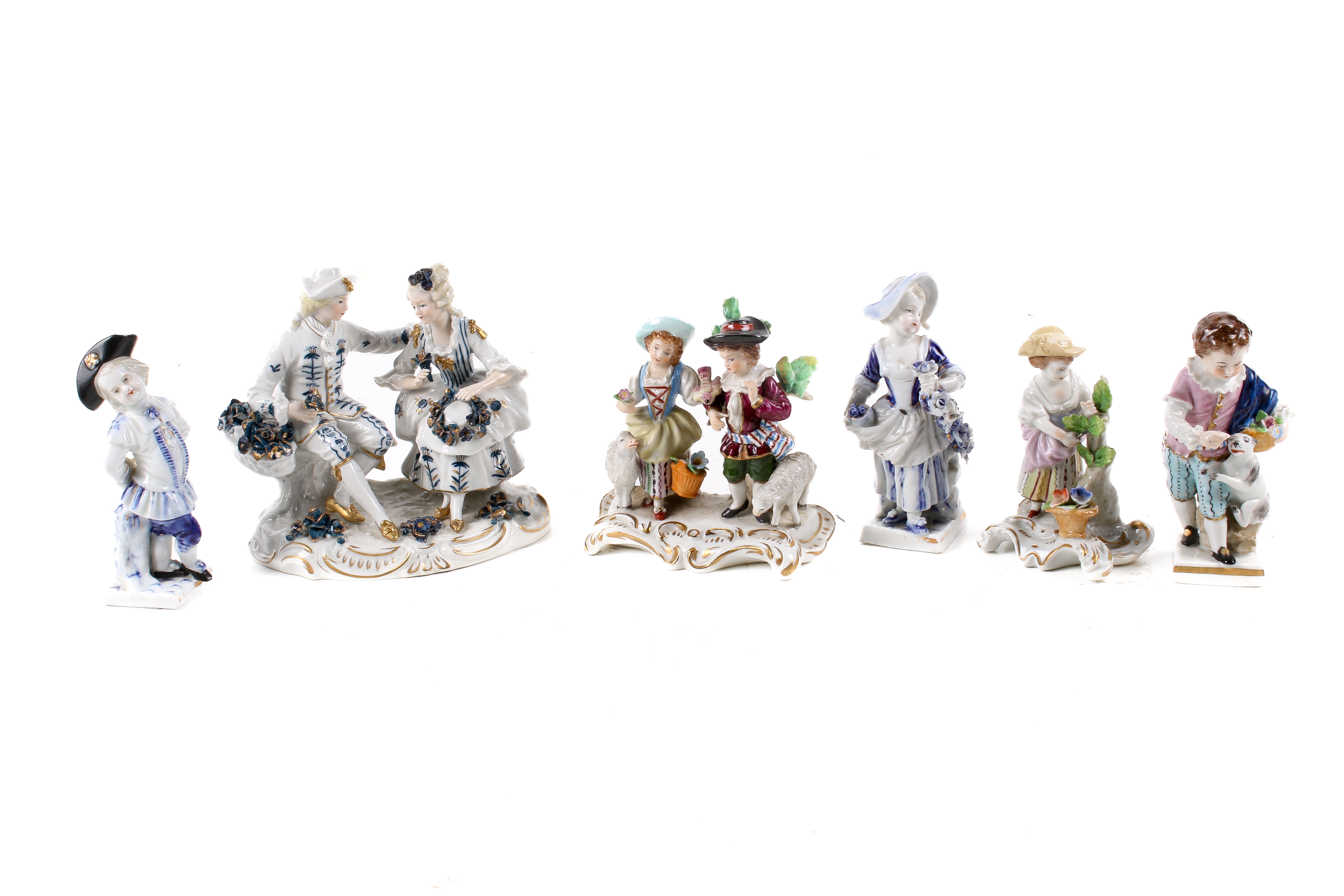 Sitzendorf | A collection of six assorted Sitzendorf German porcelain ...