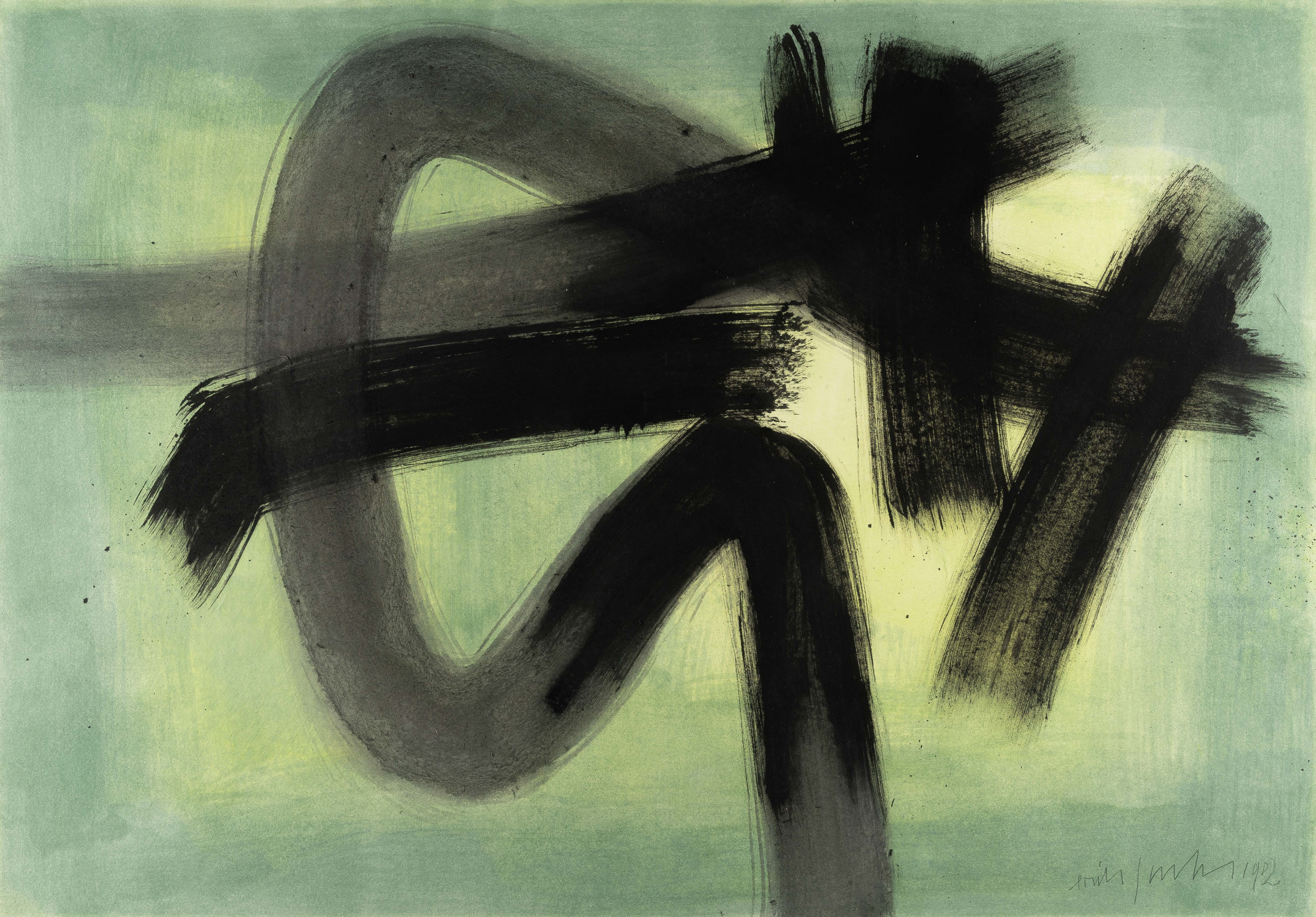 Artwork by Erich Fuchs, Ohne Titel, Made of Watercolor and ink on strong watercolor paper