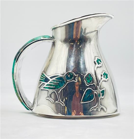 Silver & Malachite Water Pitcher by Los Castillo, Mexico 1960s by Los Castillo, 1960