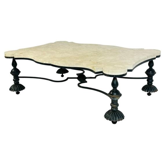Jean de Merry | Riviera Coffee Table in Wrought Iron & Marble Top by ...