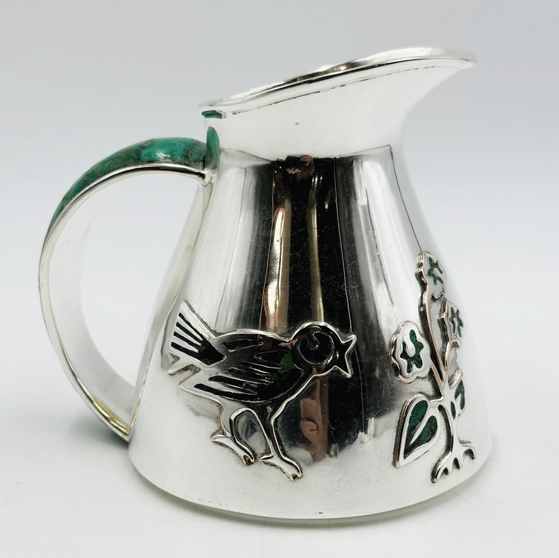 Artwork by Los Castillo, Los Castillo Silver & Malachite Pitcher Jug, Mexico 1960s, Made of Silver plated