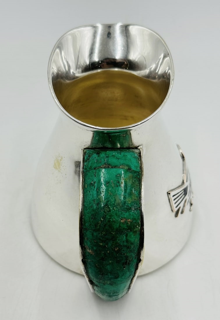 Artwork by Los Castillo, Los Castillo Silver & Malachite Pitcher Jug, Mexico 1960s, Made of Silver plated