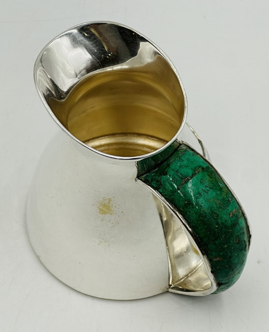Artwork by Los Castillo, Los Castillo Silver & Malachite Pitcher Jug, Mexico 1960s, Made of Silver plated
