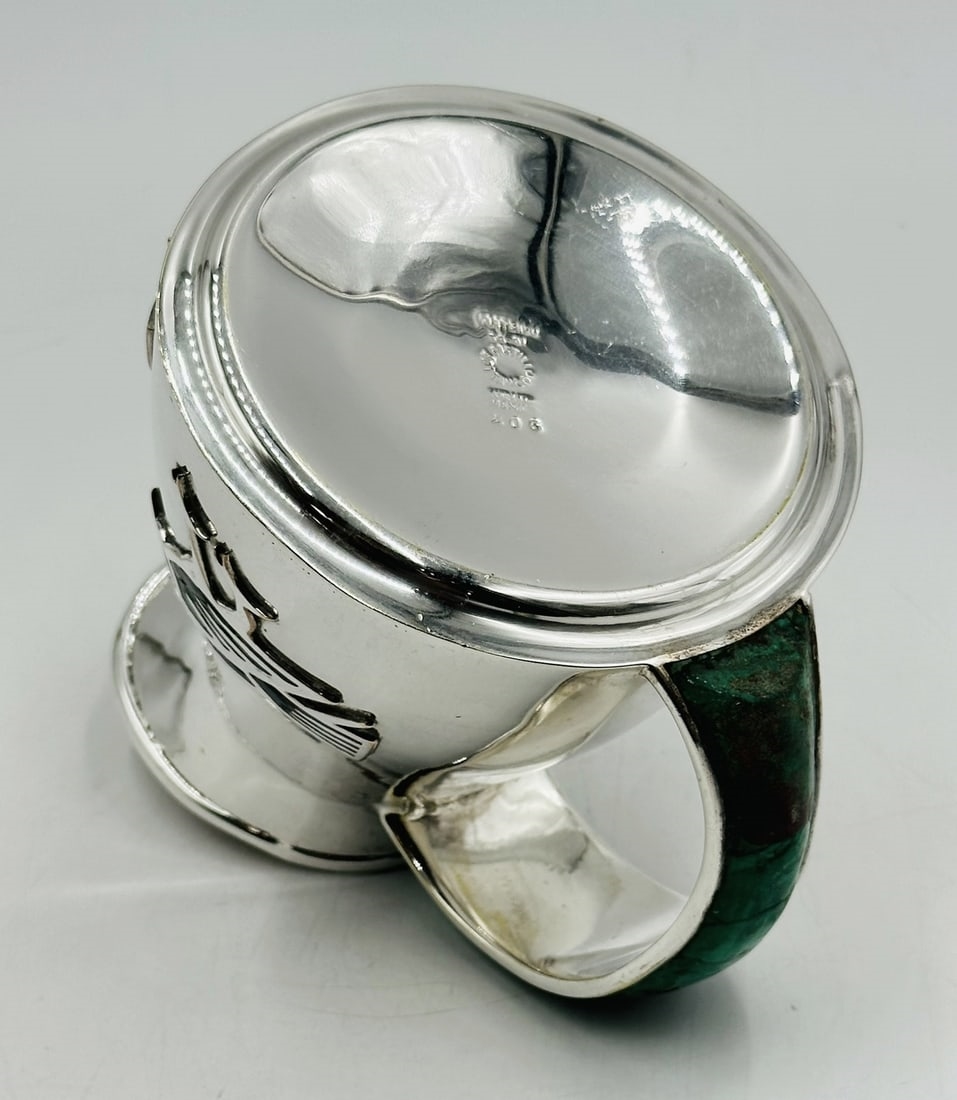 Artwork by Los Castillo, Los Castillo Silver & Malachite Pitcher Jug, Mexico 1960s, Made of Silver plated