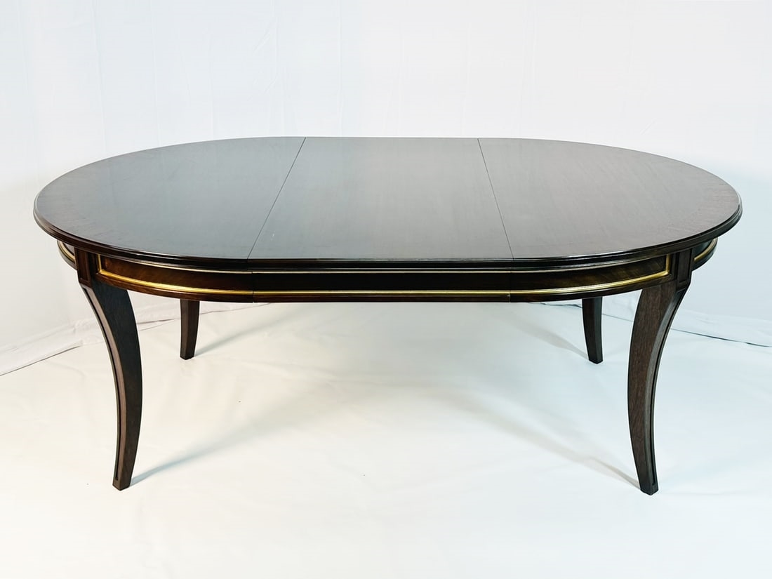 Artwork by Madeline Stuart, Talbot Dining Table With 22K Gold Gilding by Madeline Stuart, Made of mahogany and walnut wood