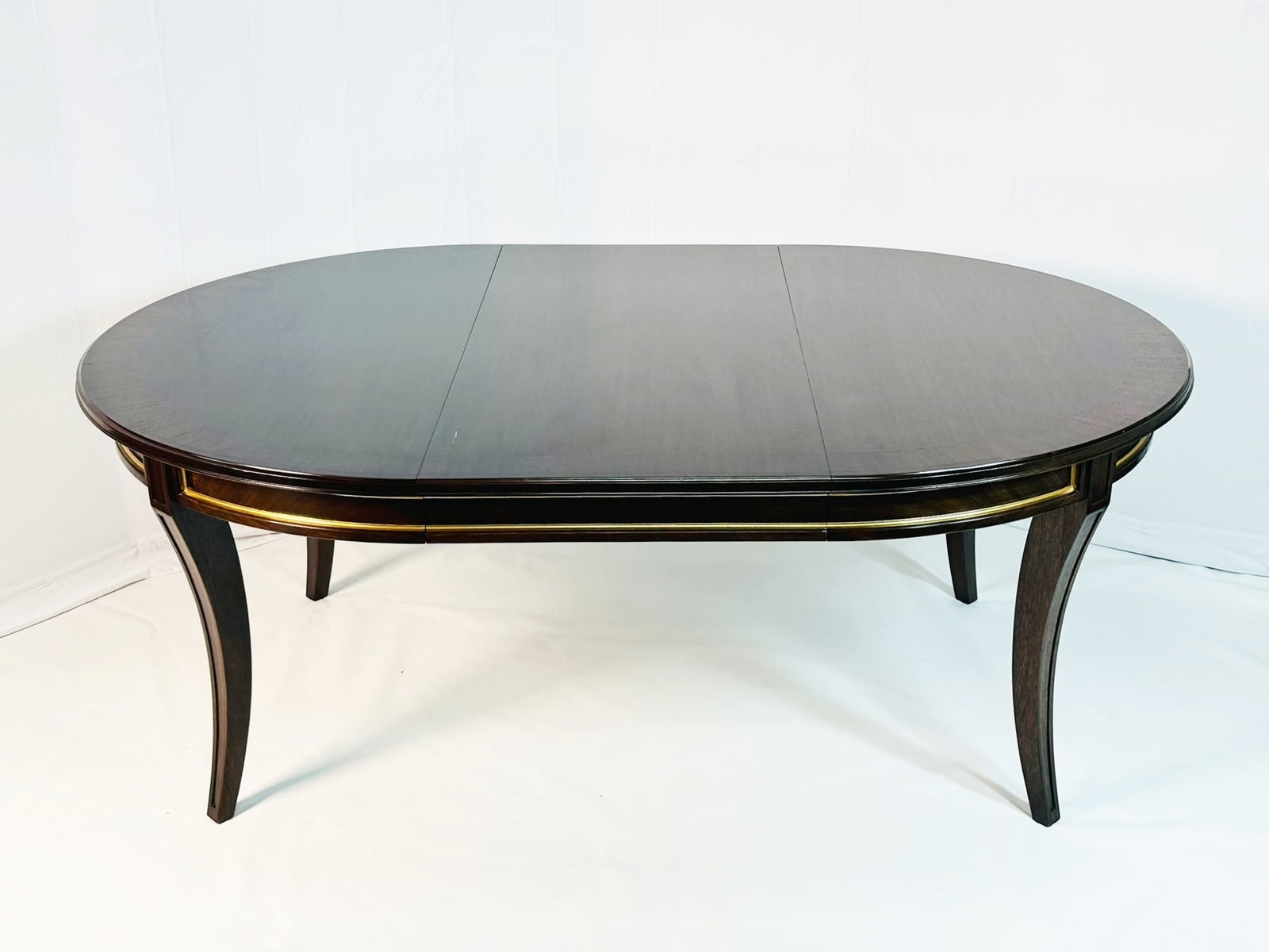 Artwork by Madeline Stuart, Talbot Dining Table With 22K Gold Gilding by Madeline Stuart, Made of mahogany and walnut wood