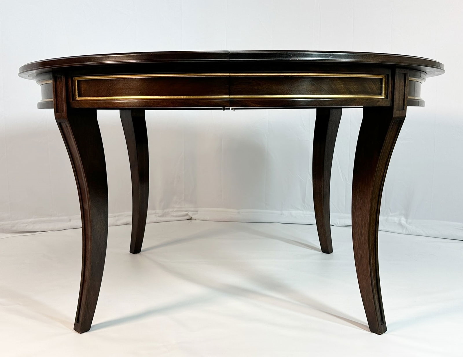 Artwork by Madeline Stuart, Talbot Dining Table With 22K Gold Gilding by Madeline Stuart, Made of mahogany and walnut wood