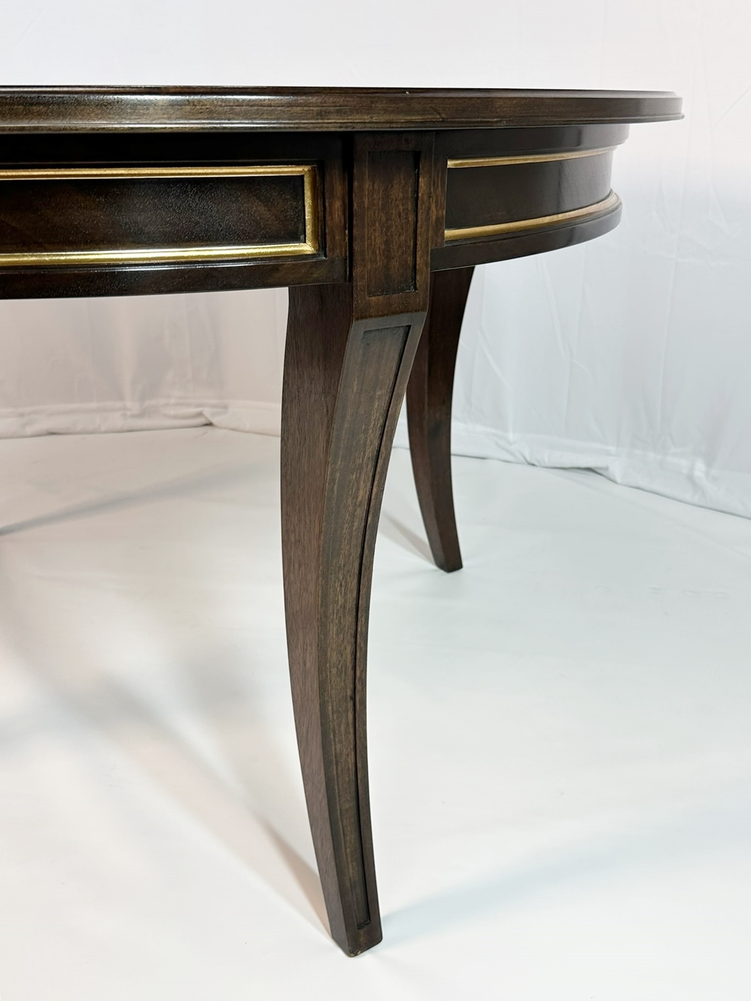 Artwork by Madeline Stuart, Talbot Dining Table With 22K Gold Gilding by Madeline Stuart, Made of mahogany and walnut wood
