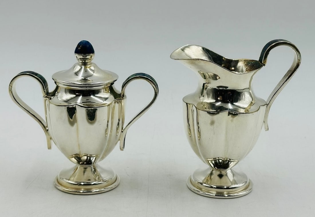 Artwork by Los Castillo, Los Castillo, Tea/Coffee Service Including Tray, Pitcher & Creamer w/ Azurite & Malachite, Mexico, Made of Malachite stone