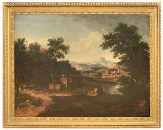 Landscape with bandit assault;Landscape with hunters by Crescenzio d'Onofrio