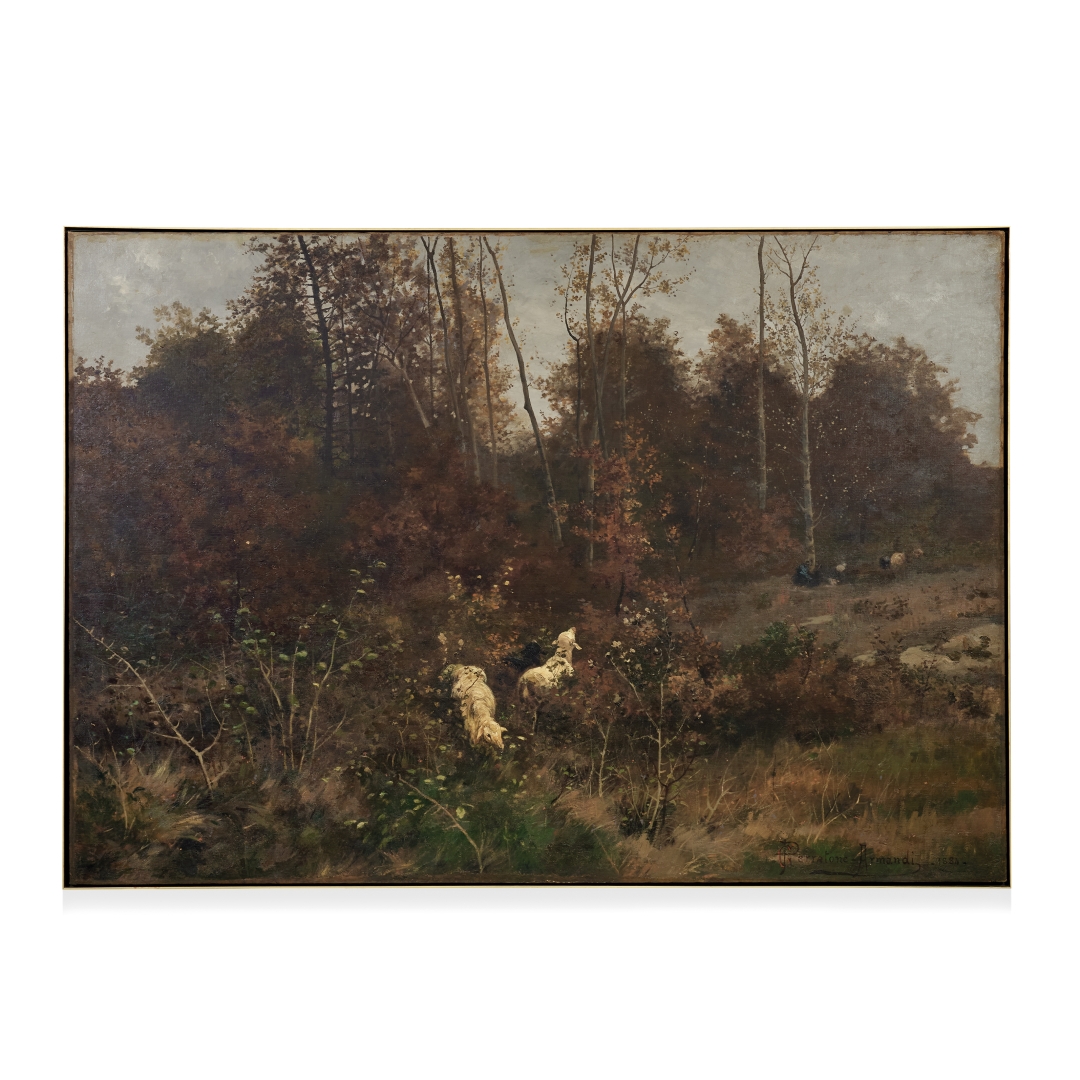 Artwork by Gaetano Perratone Armandi, Landscape with herds, Made of Oil on canvas