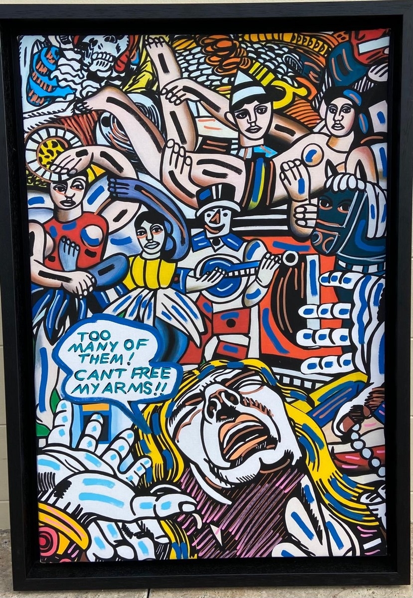 Artwork by Gudmundur Gudmundsson, Technique mixte sur toile, signé et daté au dos. Pièce unique.