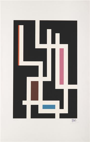 Bandwerk Weiss auf Schwarz by Walter Dexel, 1973