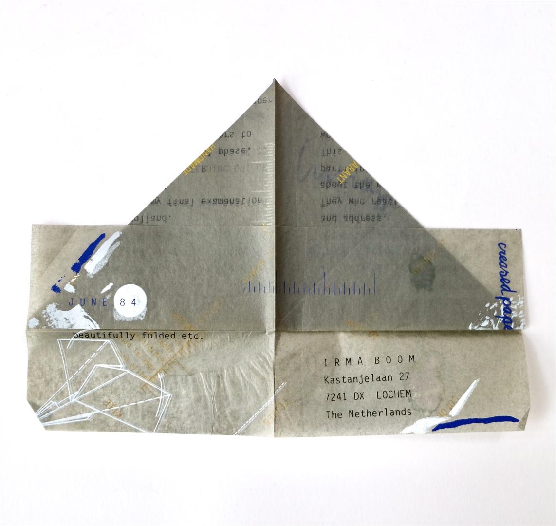 Artwork by Irma Boom, Participation call for graduation project,, Made of printed in blue, white