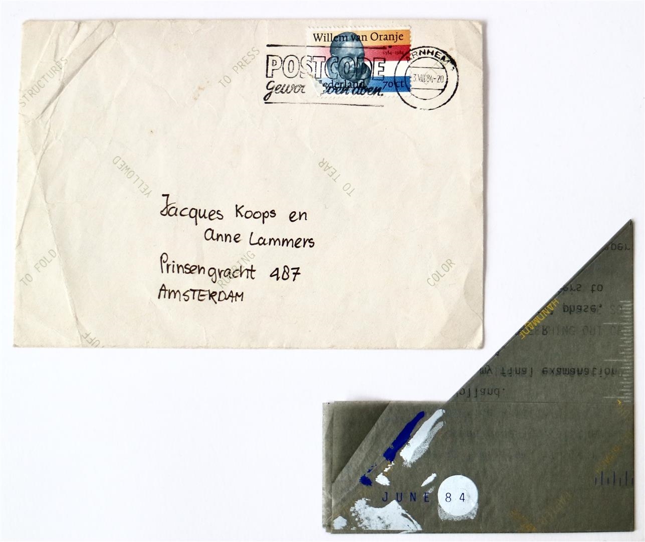 Artwork by Irma Boom, Participation call for graduation project,, Made of printed in blue, white